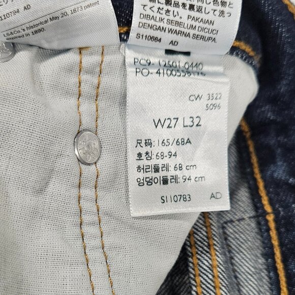 Levi’s 501 Men’s Original Fit Button Fly Jeans W27 L32 Dark Wash - Picture 3 of 10